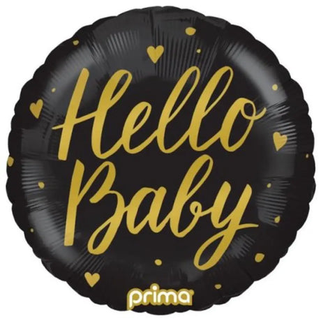 Prima Foil Balloon Hello Baby Black 18in P620328