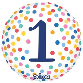 Prima Foil Balloon Number 1 Birthday Colour Confetti 18in P620120