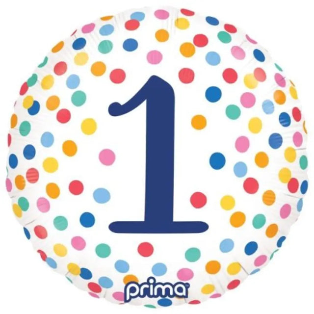 Prima Foil Balloon Number 1 Birthday Colour Confetti 18in P620120