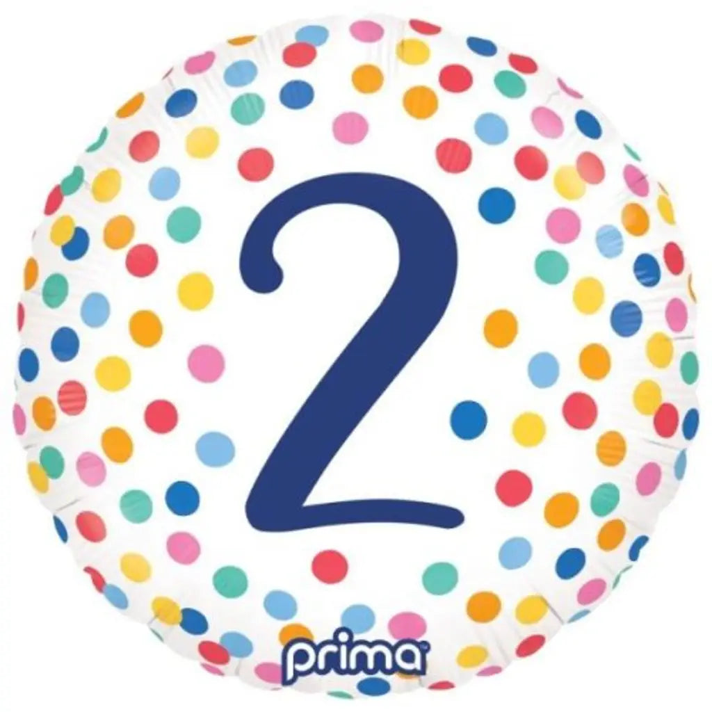 Prima Foil Balloon Number 2 Birthday Colour Confetti Number 18in P620137