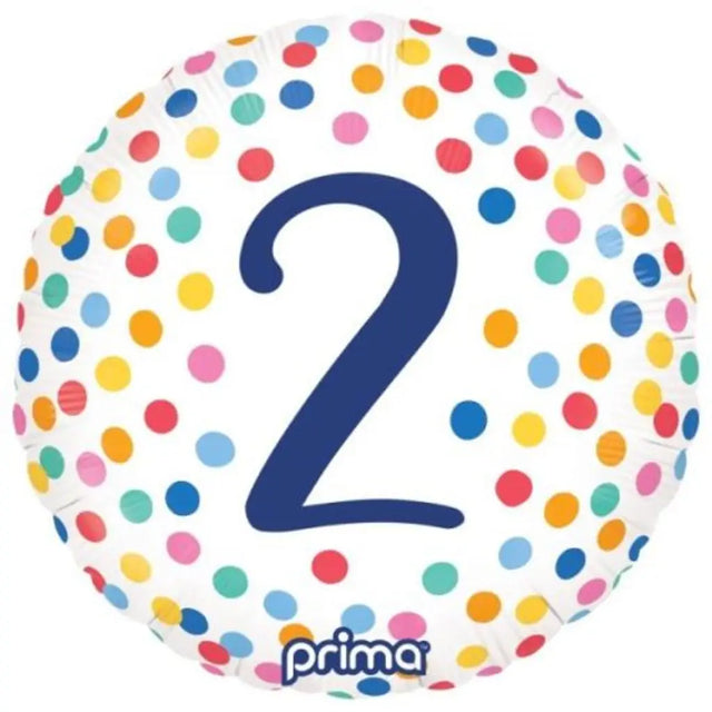 Prima Foil Balloon Number 2 Birthday Colour Confetti Number 18in P620137
