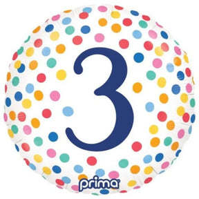 Prima Foil Balloon Number 3 Birthday Colour Confetti Number 18in P620144