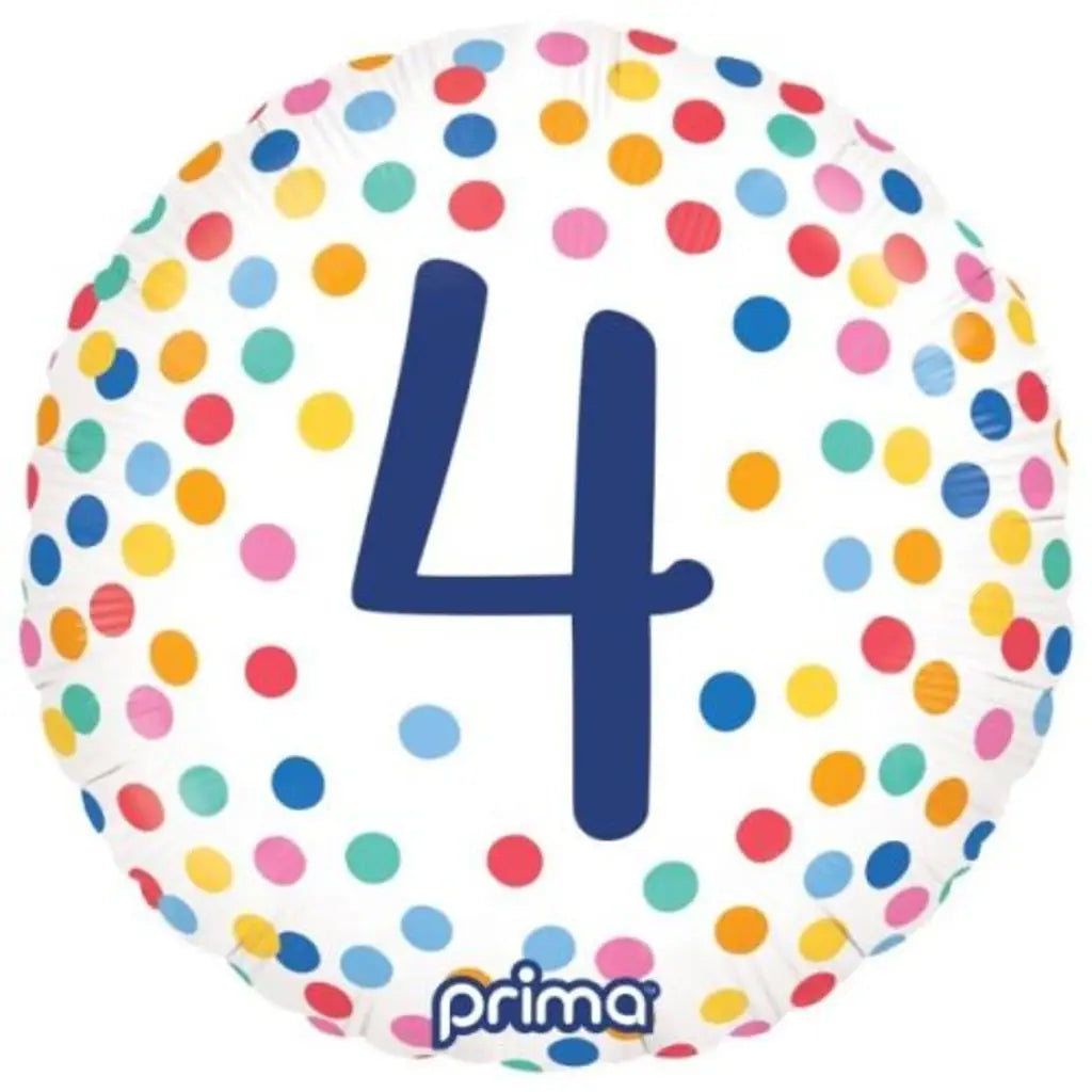 Prima Foil Balloon Number 4 Birthday Colour Confetti Number 18in P620151