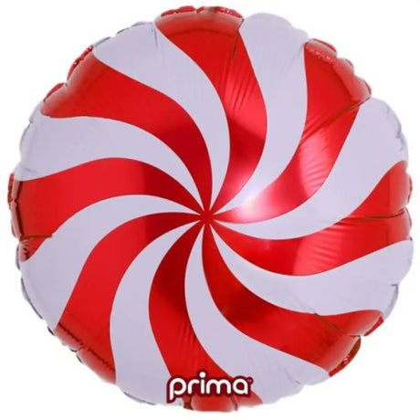 Prima Foil Balloon Red Candy Swirl 18in P602140