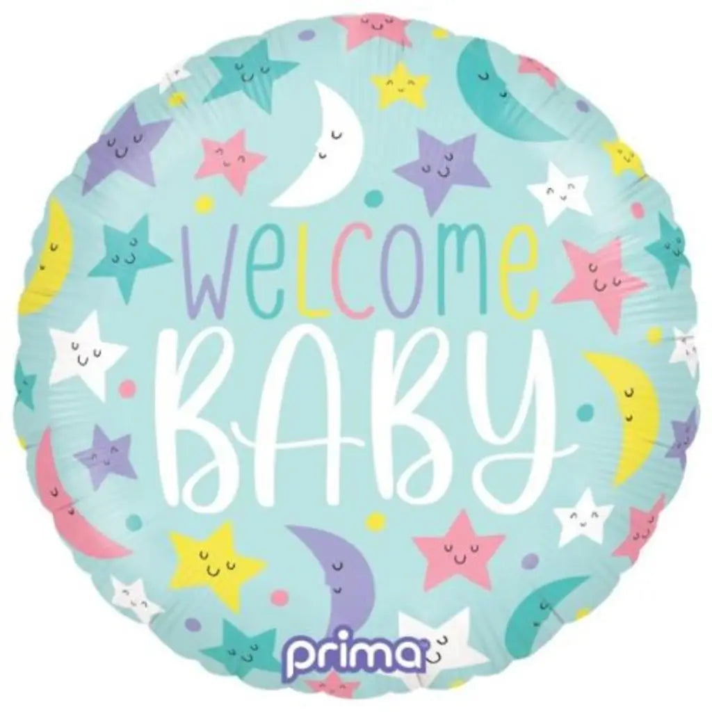 Prima Foil Balloon Welcome Baby Moon And Star 18in P620014