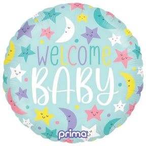 Prima Foil Balloon Welcome Baby Moon And Star 18in P620014