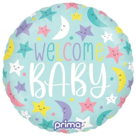 Prima Foil Balloon Welcome Baby Moon And Star 18in P620014