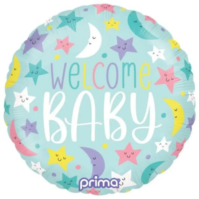 Prima Foil Balloon Welcome Baby Moon And Star 18in P620014