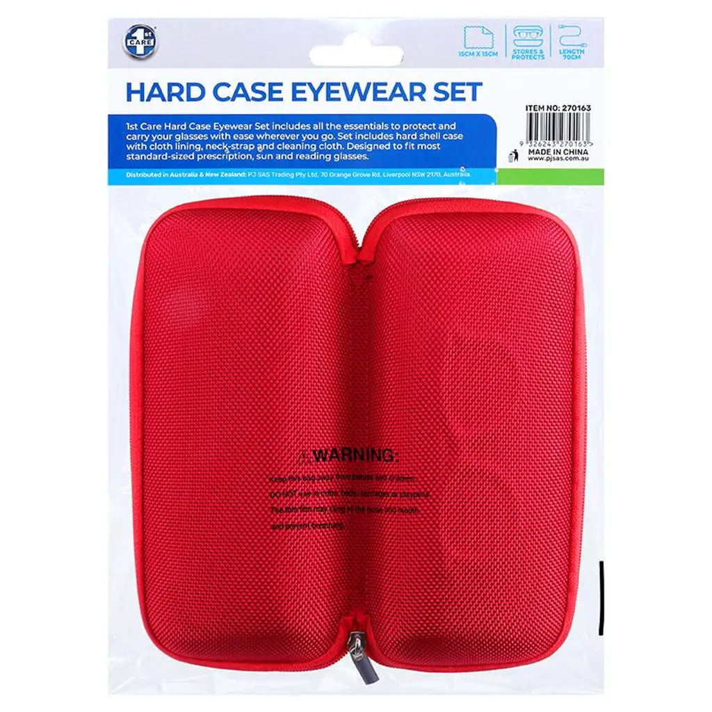 Reading Glasses Case Set 3Pk Hard Case, Cleaning Cloth, Neck Strap Assorted 270163