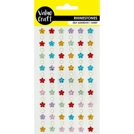 Rhinestone Adhesive Flower Pearl 1 Sheet VCRST119