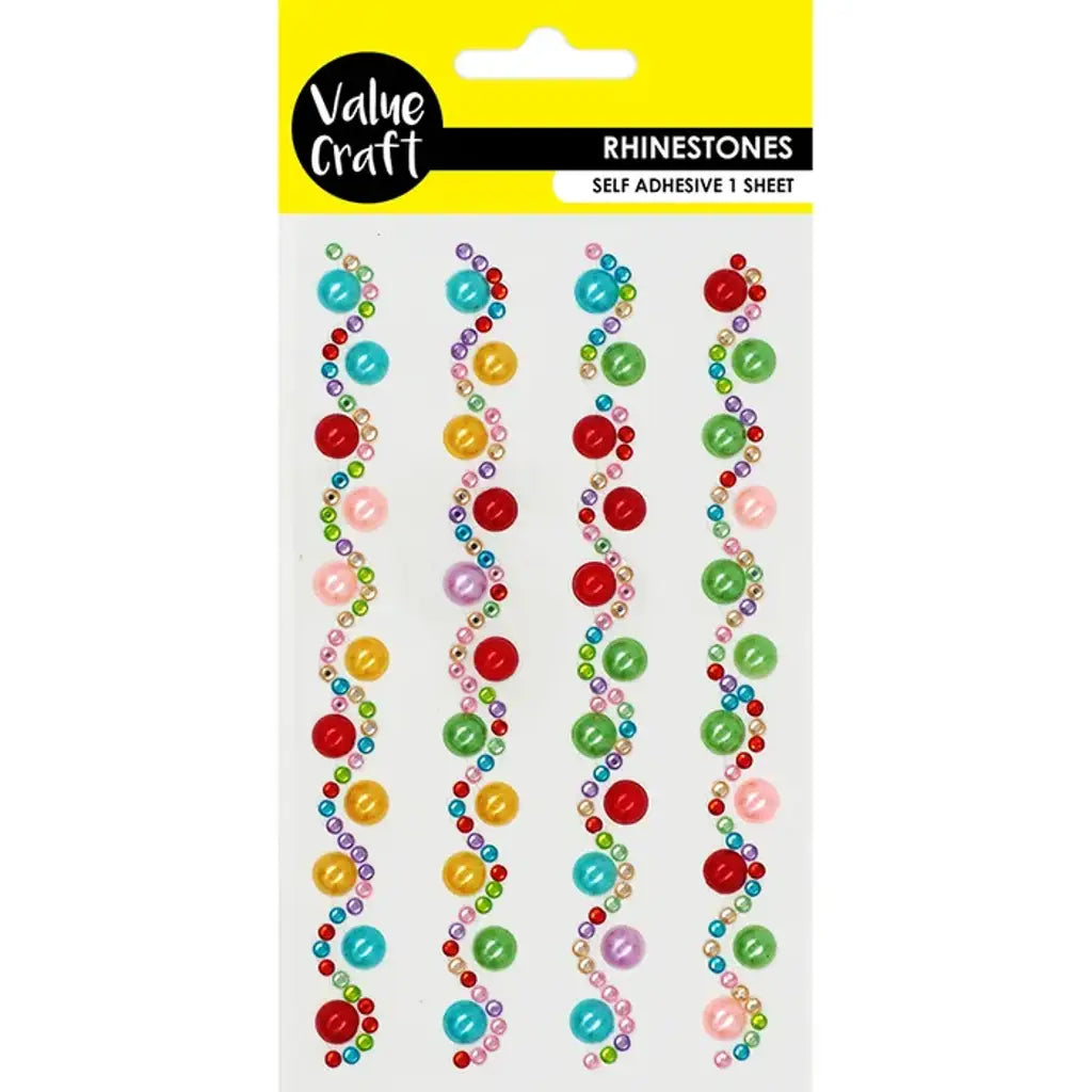 Rhinestone Adhesive Multi Pearl 1 Sheet VCRST120