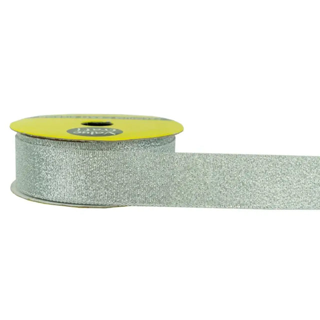 Ribbon Nylon Taffeta Metallic Silver 25mmX3m VMRSL25