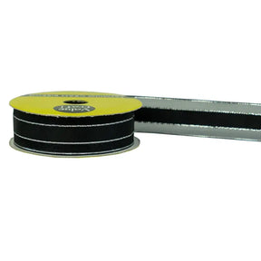Ribbon Satin Sheer Edge Black Silver 22mmX4m VSMBK20