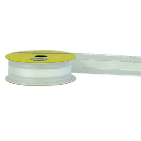 Ribbon Satin Sheer Edge White Silver 22mmX4m VSMWH20
