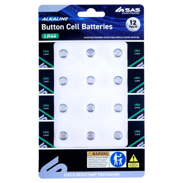 SAS Alkaline Button Coin Battery LR44 AG13 1.5V 12Pk 255207