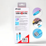 SAS Charge & Sync USB A to 8 Pin Rainbow Polyester Cable 2m 277858