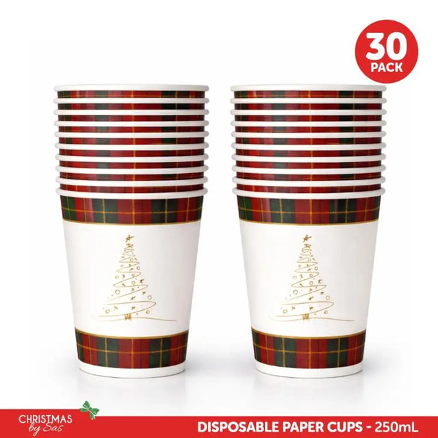 SAS Christmas Paper Cups 250ml 30Pk 265213