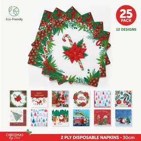SAS Christmas Paper Napkin Assorted 30x30cm 25Pk 273201