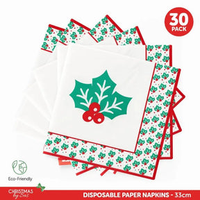 SAS Christmas Paper Napkins 33x33cm 30Pk 321926