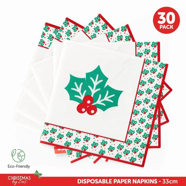 SAS Christmas Paper Napkins 33x33cm 30Pk 321926