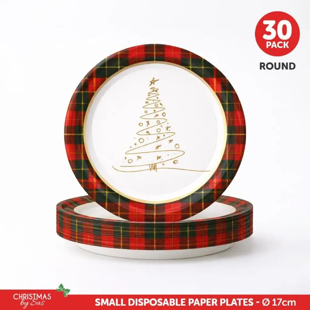 SAS Christmas Paper Plates Round 17cm 30Pk 265183