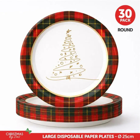 SAS Christmas Paper Plates Round 25cm 30Pk 265176