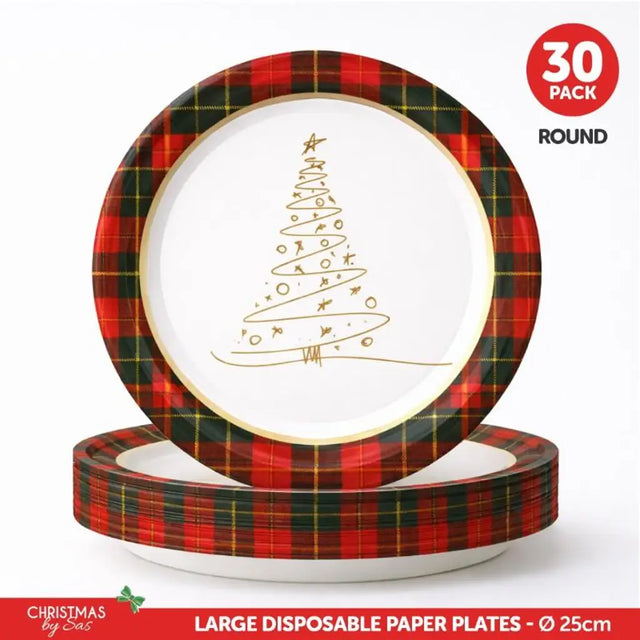 SAS Christmas Paper Plates Round 25cm 30Pk 265176