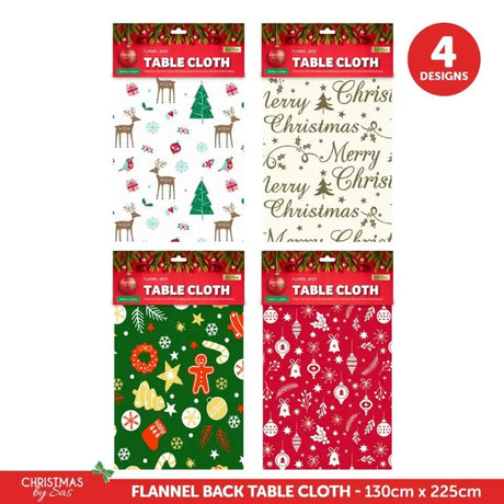SAS Christmas Table Cloth Flannel Back Assorted 130x225cm 63895