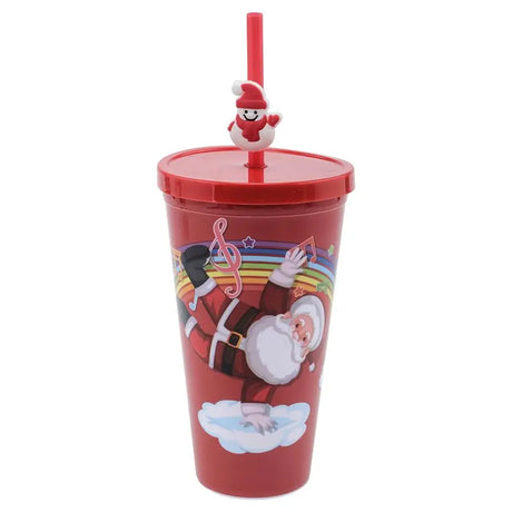SAS Cup With Straw & Lid Plastic Christmas 550ml 223411