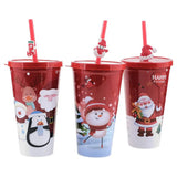 SAS Cup With Straw & Lid Plastic Christmas 550ml 223411