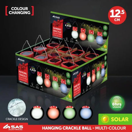 SAS Decorative Light Solar Hanging Ball 1LED Multi Colour 5.5x8cm 183890