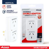 SAS Double Adaptor With Surge Protection 240V 10A Vertical 255139