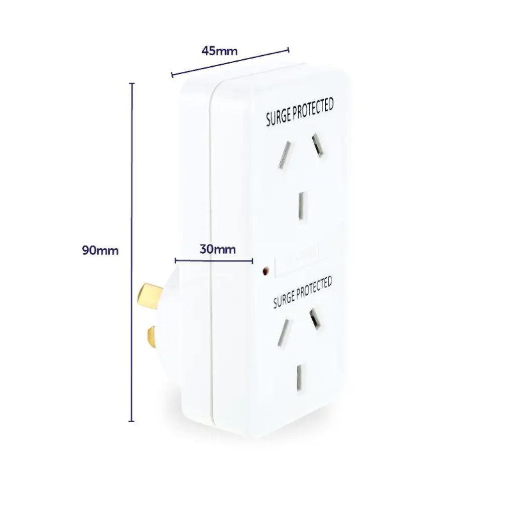 SAS Double Adaptor With Surge Protection 240V 10A Vertical 255139