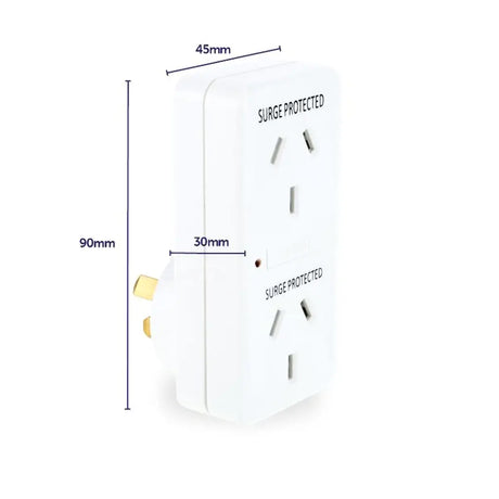 SAS Double Adaptor With Surge Protection 240V 10A Vertical 255139