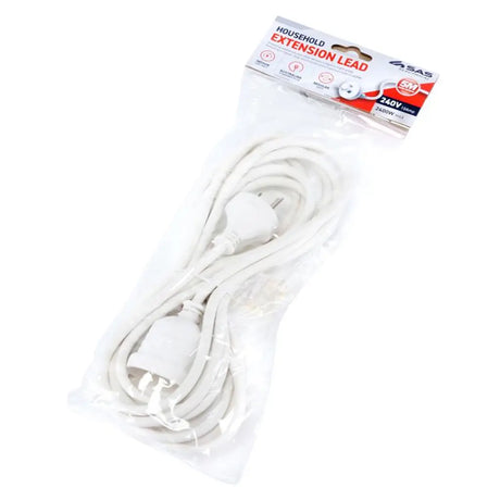 SAS Extension Lead White 240V 10A Max Load 2400W 5m 76789