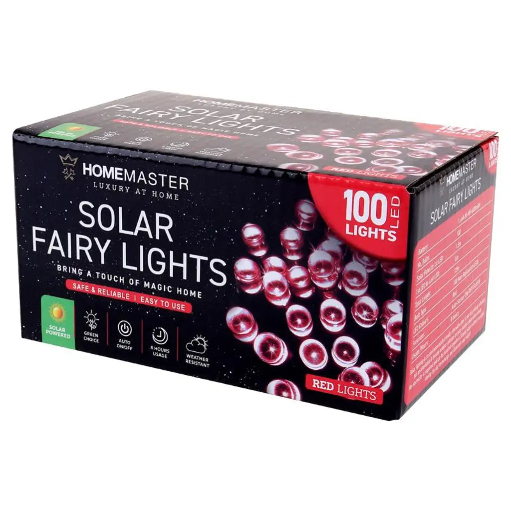 SAS Fairy Light Solar 100LED Red 7.5m 224272