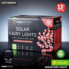 SAS Fairy Light Solar 200LED Red 13.5m 273461