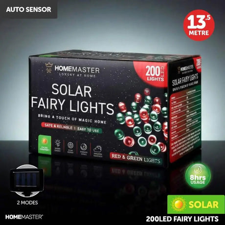 SAS Fairy Light Solar 200LED Red & Green 13.5m 321285