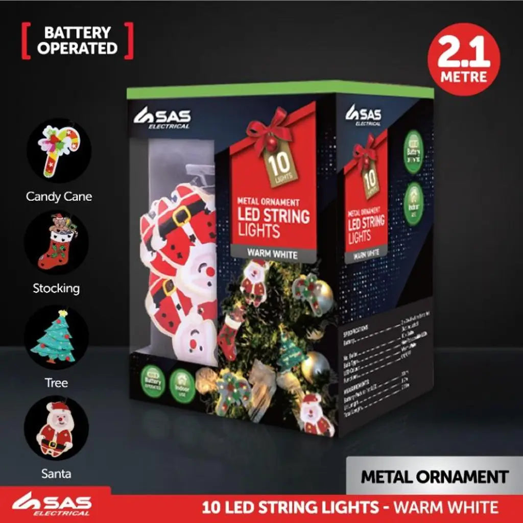 SAS Fairy String Light Battery Operated 10LED Warm White 2.1m 272938