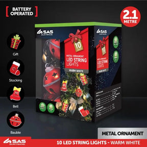 SAS Fairy String Light Battery Operated 10LED Warm White S2 2.1m 285457