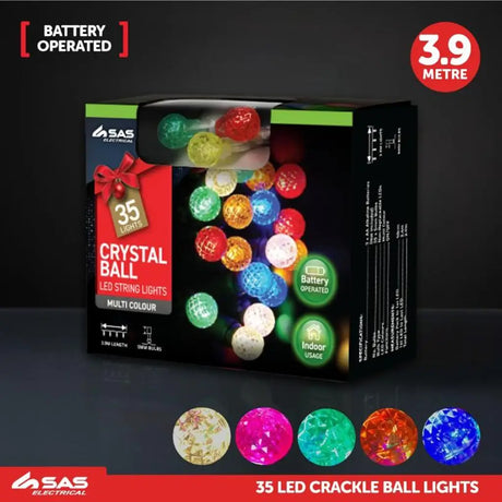 SAS Fairy String Light Battery Operated Ornament Ball 35LED Multi Colour 4.3m 223640