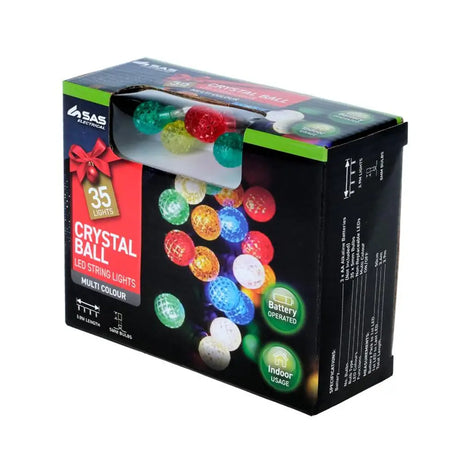 SAS Fairy String Light Battery Operated Ornament Ball 35LED Multi Colour 4.3m 223640