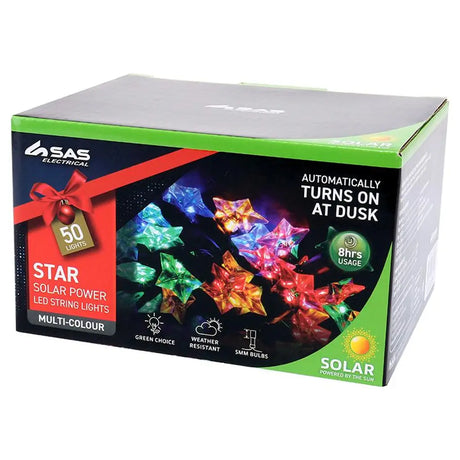 SAS Fairy String Light Solar Star 50LED Multi Colour 6.5m 275540