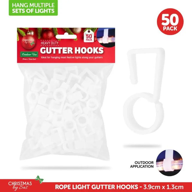 SAS Gutter Hooks Rope Light Clear 50Pk 251193