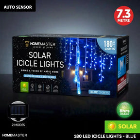 SAS Icicle Light Solar 180LED Blue 7.3m 264988