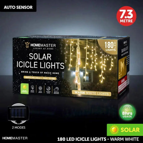 SAS Icicle Light Solar 180LED Warm White 7.3m 275533
