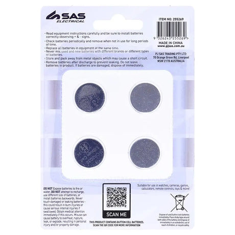 SAS Lithium Button Coin Battery CR20323V 4Pk 255269