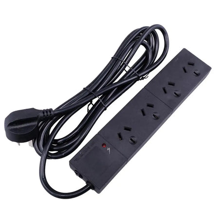 SAS Power Board 4 Outlets With Overload Protection Black 240V 10A Max Load 2400W 3m 274444