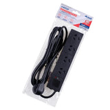 SAS Power Board 4 Outlets With Overload Protection Black 240V 10A Max Load 2400W 3m 274444