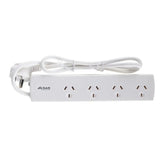 SAS Power Board 4 Outlets With Overload Protection White 240V 10A Max Load 2400W 1m 76802